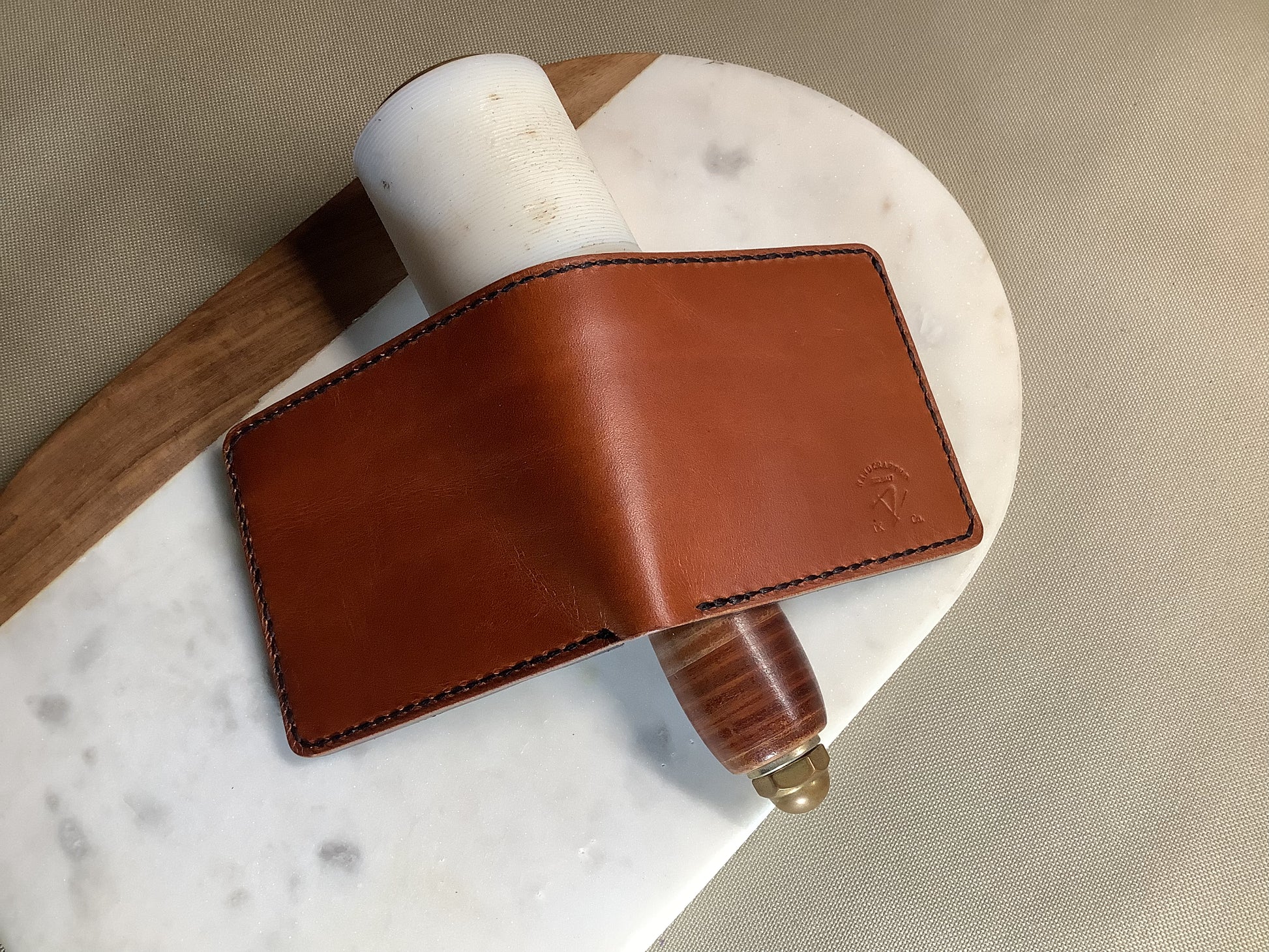 Bifold Wallet - English Tan with Black interior   -  I-35 Leather