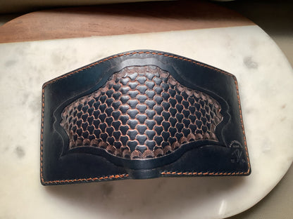 I-35 Leather - Bifold Wallet - Navy Blue tooled (exterior only)