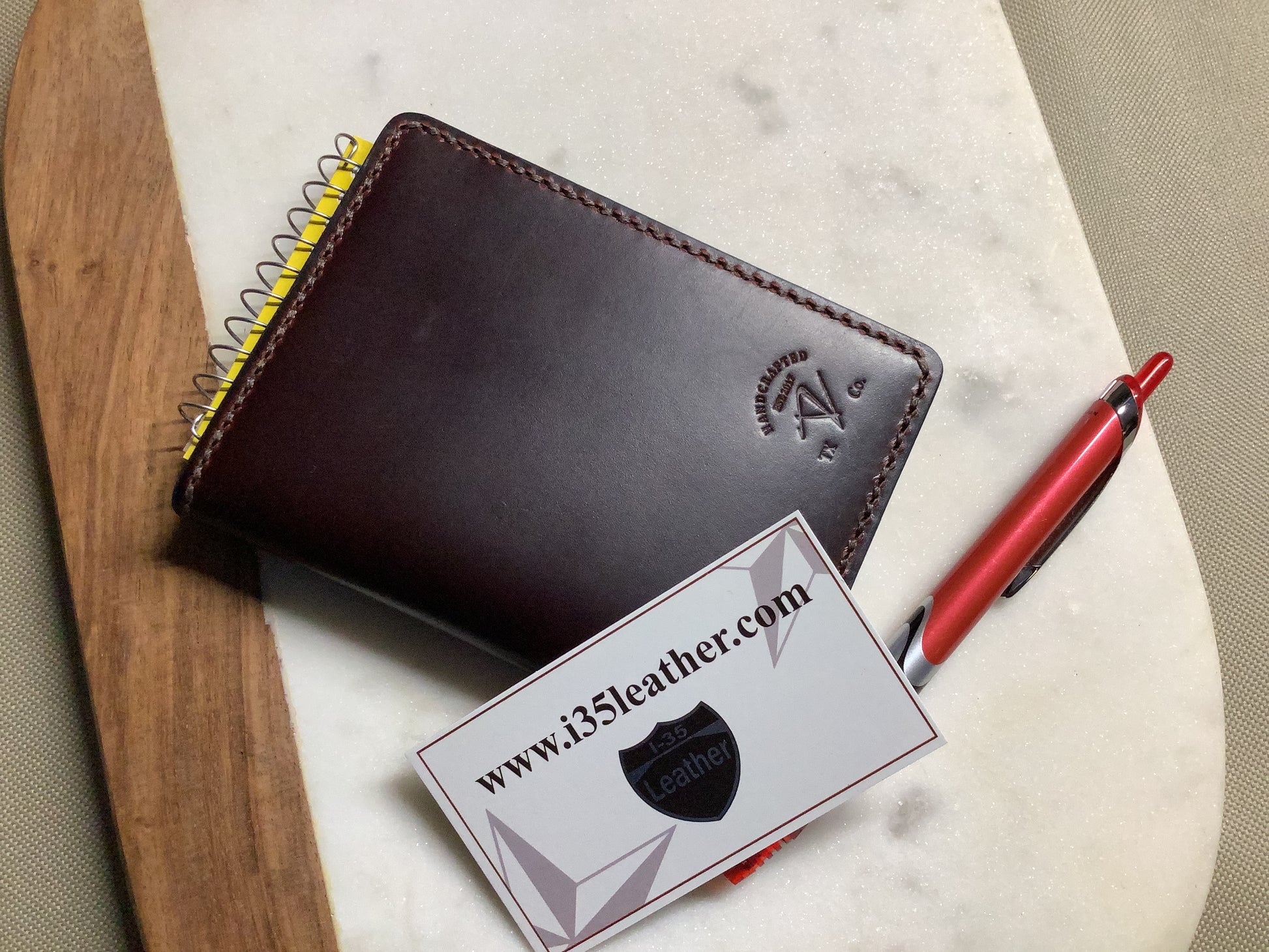 I-35 Leather - Small Notepad - Pecan exterior Leather